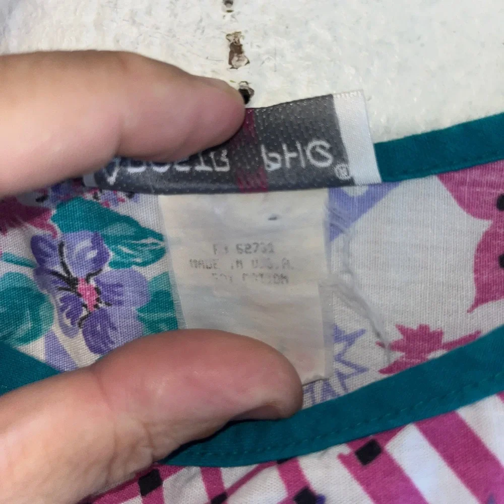 Vintage Apostrophe Patchwork Floral Nightgown House Dress Made in USA‎ Purple XL